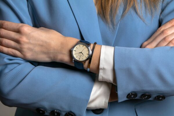 Zurich white dial blue leather