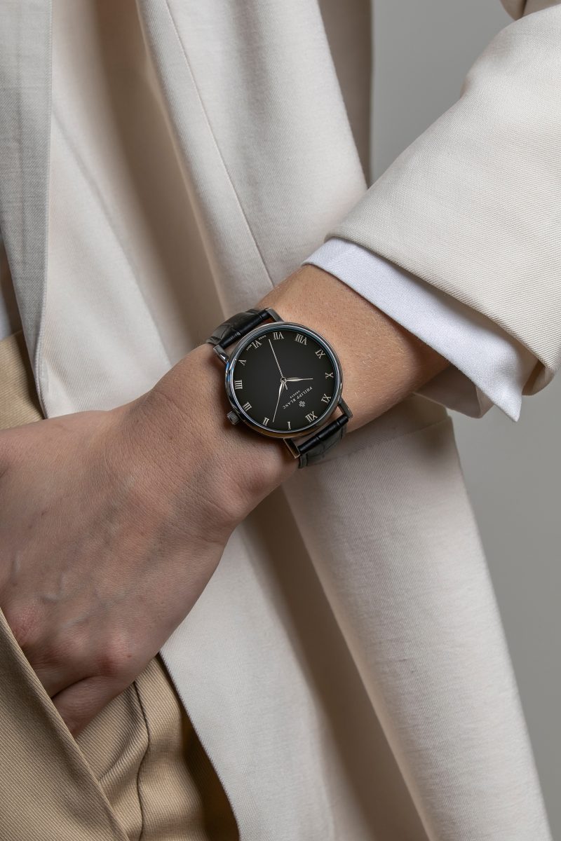 Silver Bern black croco leather - Image 3
