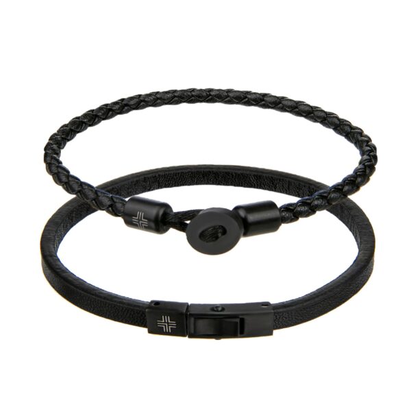 Gift set Black Genuine leather/Stainless steel