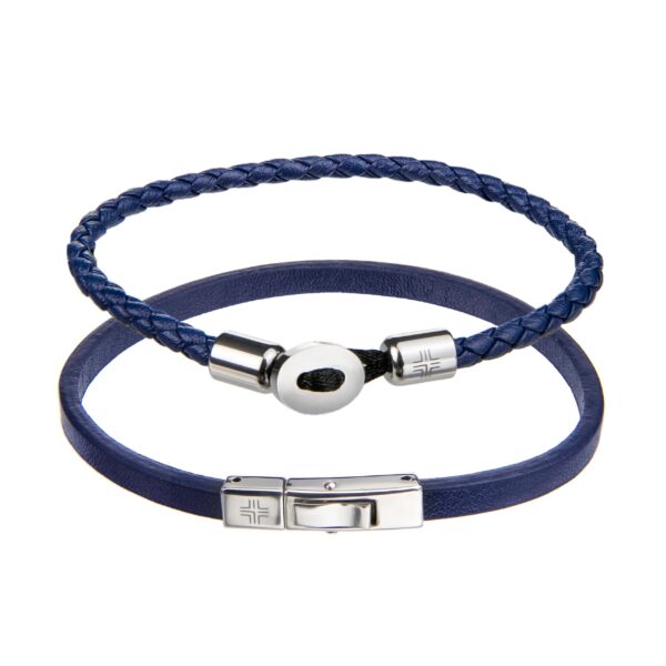 Gift set Dark blue Genuine leather/Stainless steel