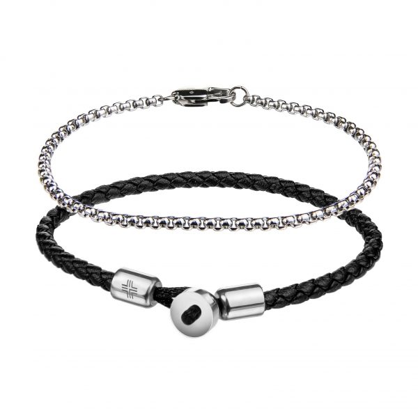 Gift set Black Genuine leather/Stainless steel