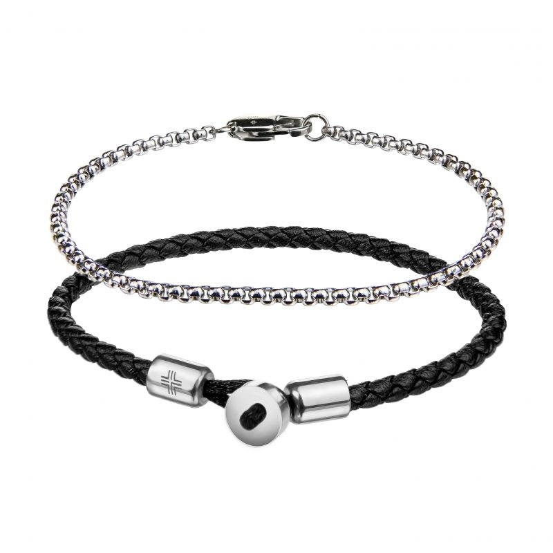 Gift set Black Genuine leather/Stainless steel