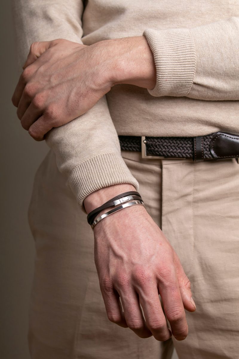 Gift set Dark brown/Silver Genuine leather/Stainless steel - Image 2
