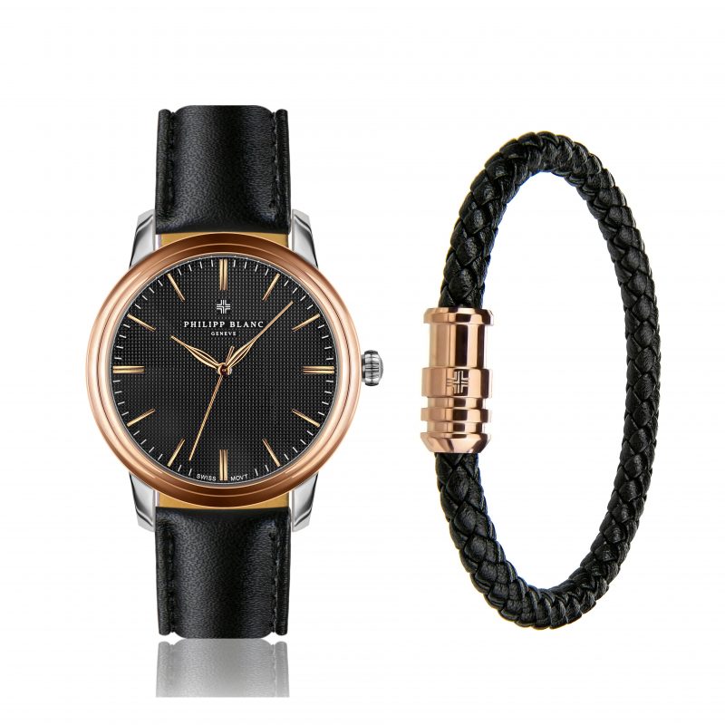 Zurich black leather set