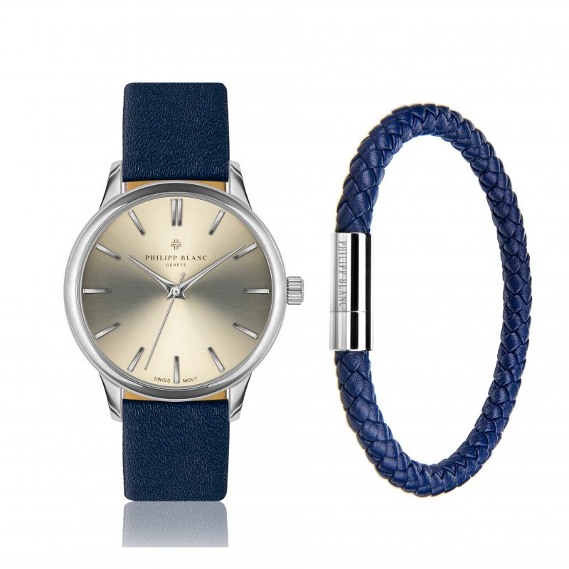 Lugano blue leather set